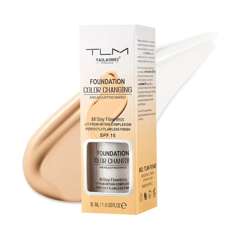 Color-Changing Liquid Foundation with SPF - Long-Lasting Water-Resistant Oil-Control Sunscreen Cream 30ml