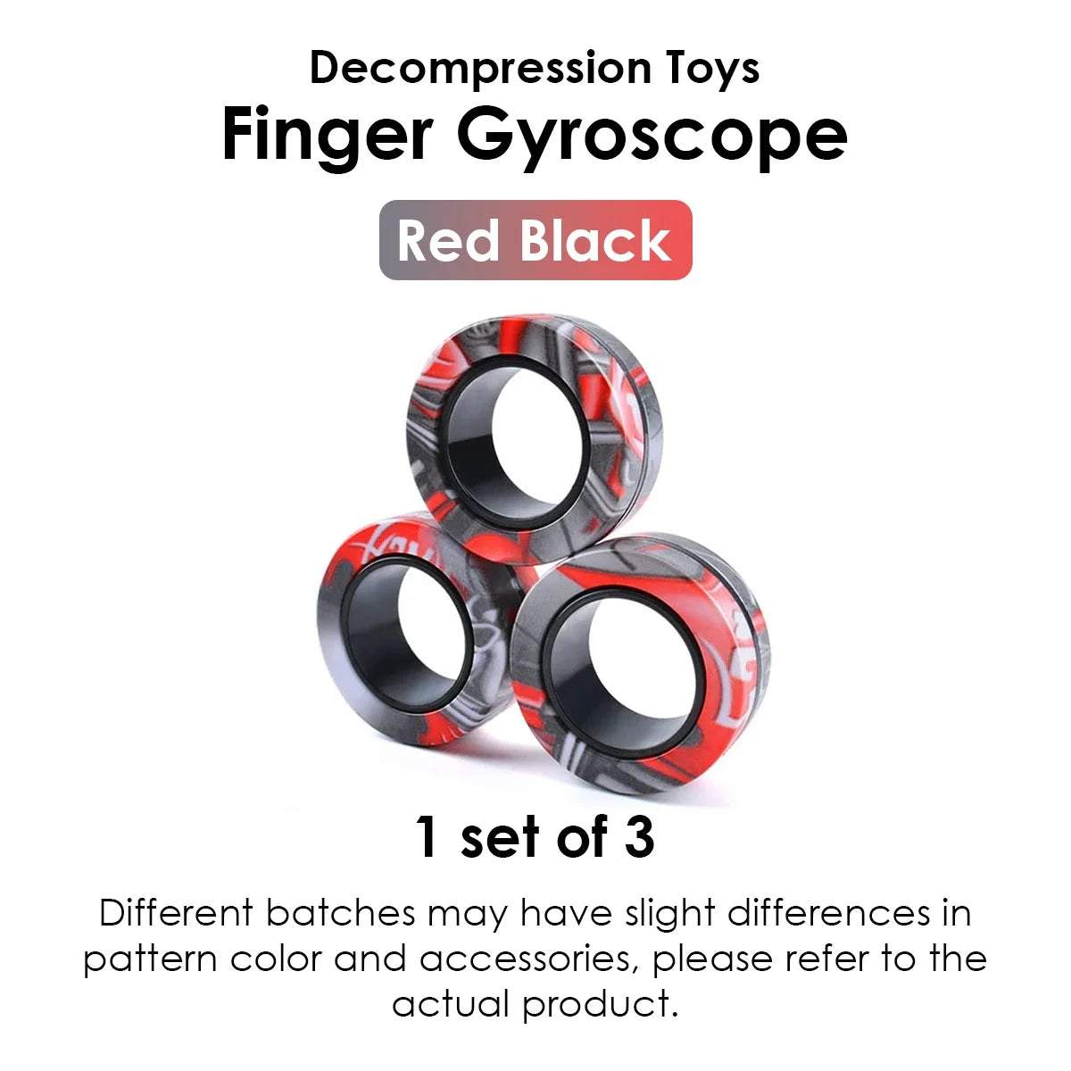 3Pcs Magnetic Rings Fidget Toy Kit - Adult Fidget Magnets Pack for Kids and Teens, Stress Relief Spinner Gift