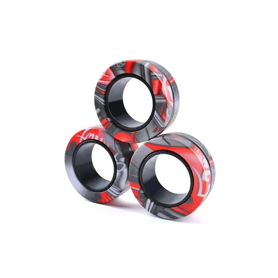 3Pcs Magnetic Rings Fidget Toy Kit - Adult Fidget Magnets Pack for Kids and Teens, Stress Relief Spinner Gift