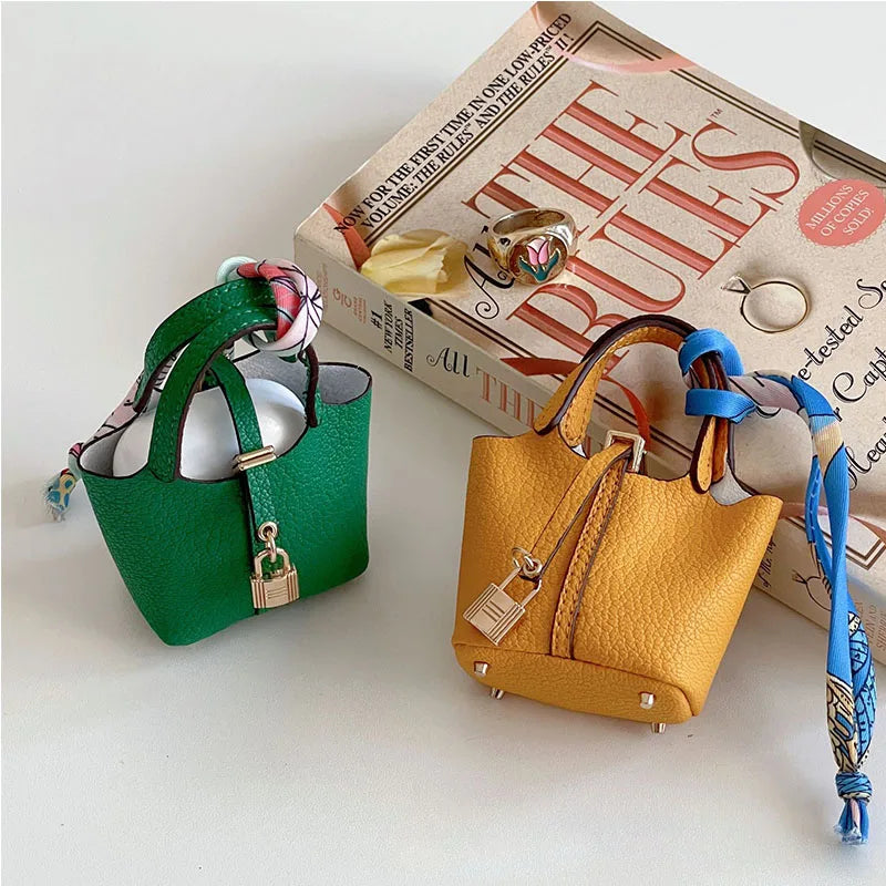 Free 1+1 Birkin Inspired Mini Hand Bag - Basket Bag Charm