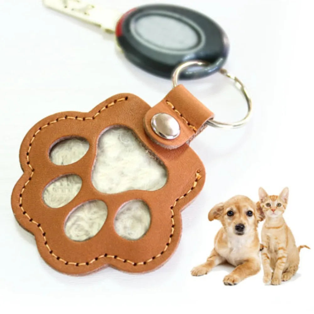 Hair Pet Keychain Paw Pendant PU Leather Hair Holder