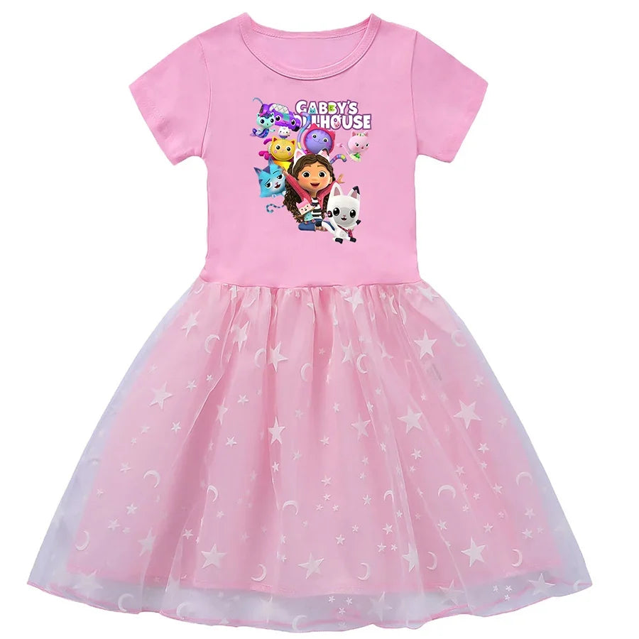 Princess-Style, Flowy, Mid-Calf Length, Cotton, For Party Wear – Light Girls’ Dress