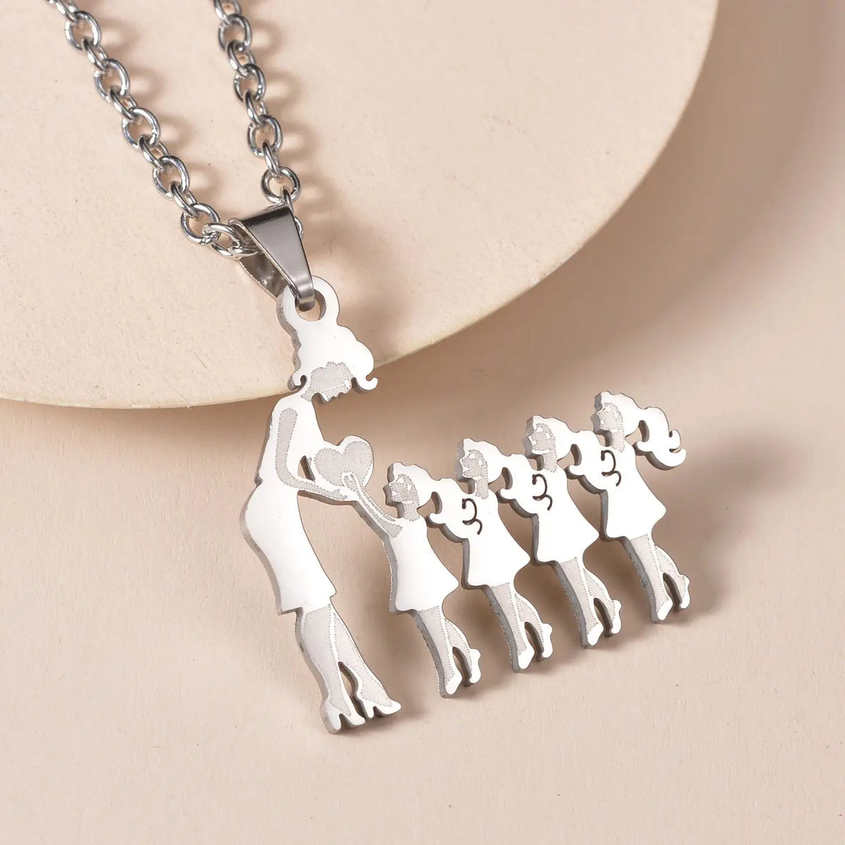 Mother's Day Gift Children Family Stainless Steel Jewelry – Silver Stainless Steel Mother & Kids Pendant Necklace