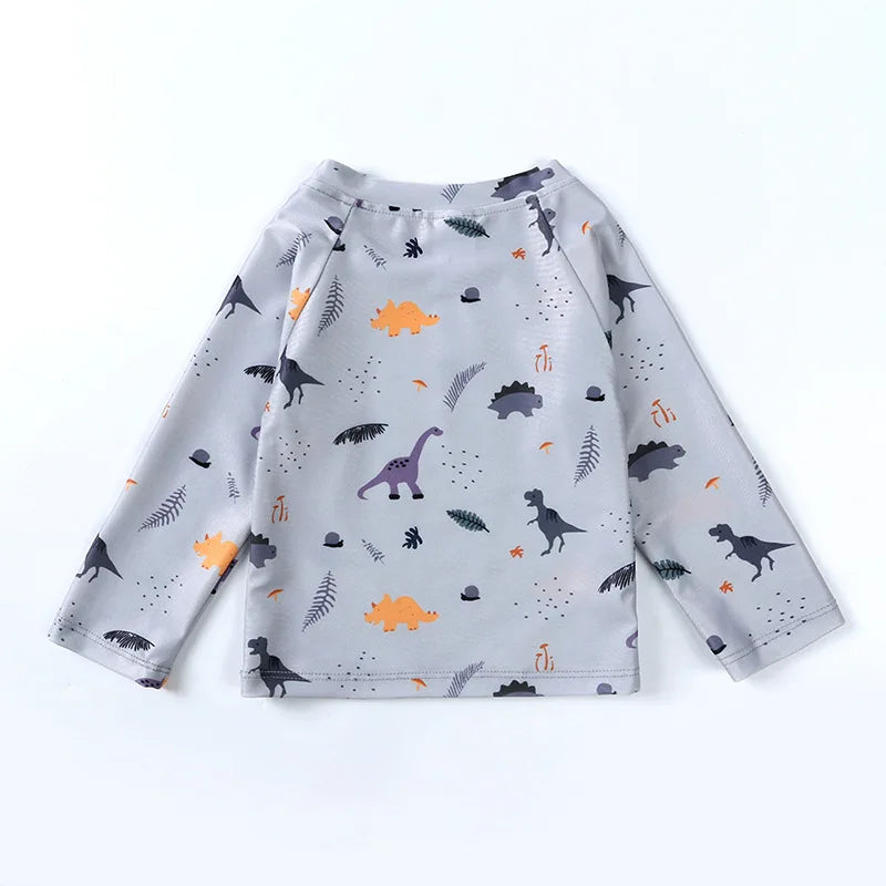 Long-Sleeve Rash Guard Top, Shorts, Polyester, Summer Beachwear – Fast-dry Unisex Baby Swimwear 2-Piece Kit