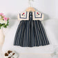 Light girls' dress - sailor collar, striped pleated skirt, cotton-elastane blend, summer casual