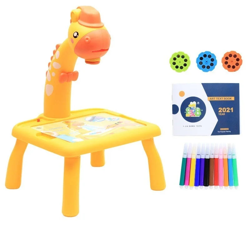 Children's Mini LED Projector Art Drawing Kit - 24 Patterns, Educational Painting Device for Kids, Creative Desk Light Toy