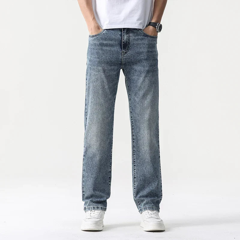 Men’s Oversized Wide Leg Jeans - Straight Lyocell, Casual