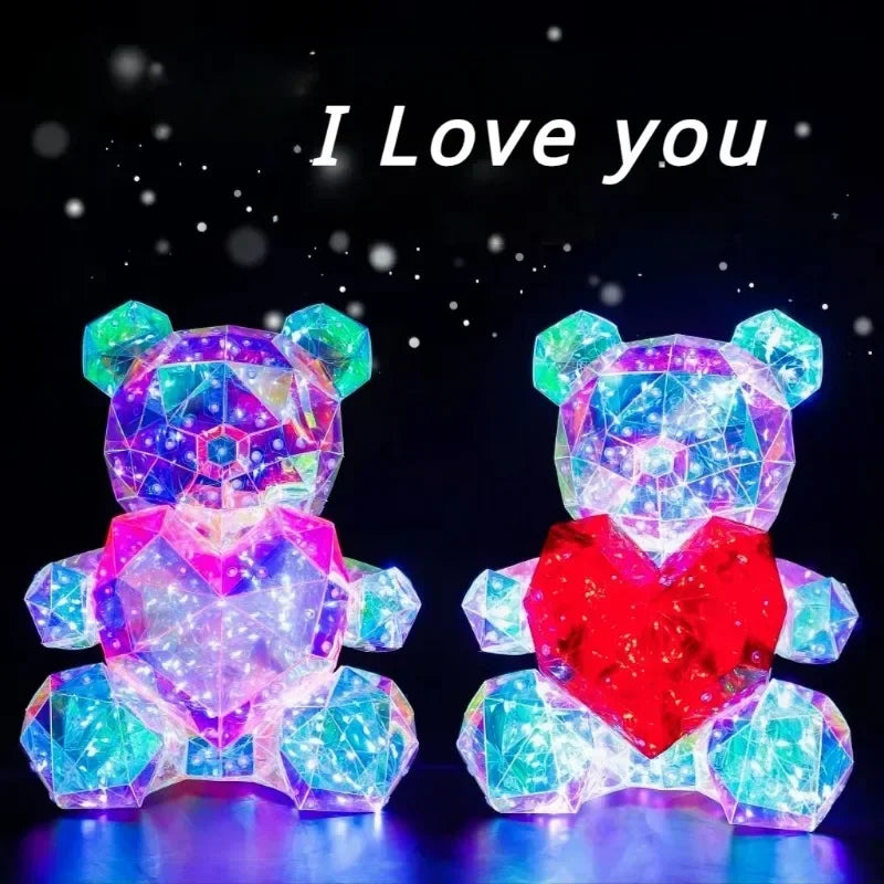 LED Colorful Teddy Bear Lamp with Heart - A Heartwarming Valentine's Day Gift for Birthdays & Anniversaries