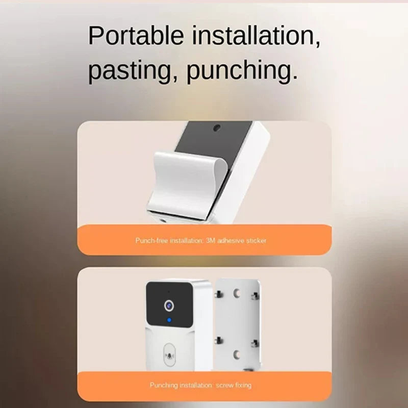 Tuya Cordless Video Doorbell Camera with Night Vision, Smart Household Security HD Outdoor Doorbell Intercom System