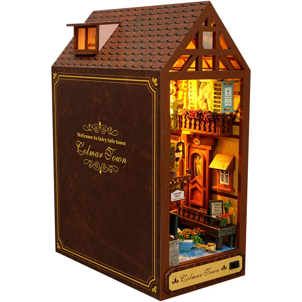 Book DIY Nook Miniatures House Kit - Wooden Dollhouse Model Bookend