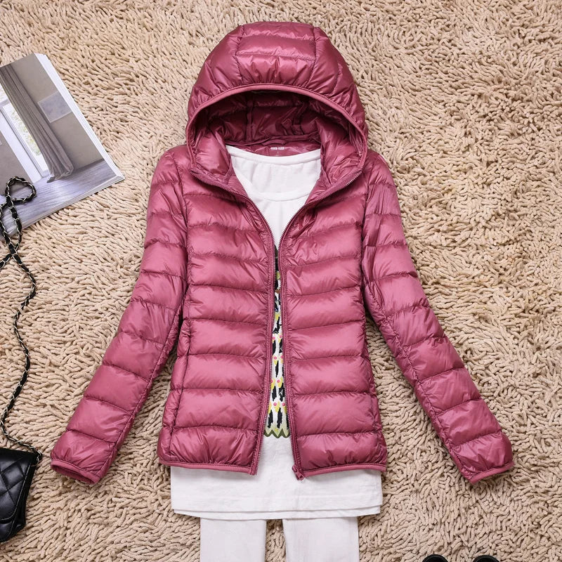 Light Women’s Down Jacket - Hooded, Packable Travel