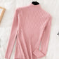 Flattering Stretchy Women Ribbed Sweater - Mock Neck, Knit