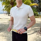 Breathable Silk Mesh Mens Polo Shirt, Short Sleeve with Ribbed Collar, Lightweight and Stylish for Summer-2
