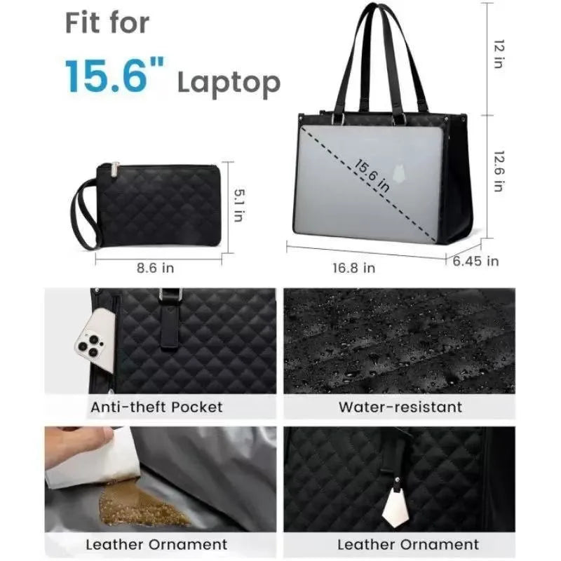 Lunch Insulated Bag Black Shoulder Laptop Bag 2-in-1 Large Capacity Back to School 2026 Gift