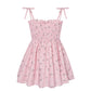 Plush girls' floral sundress - smocked bodice, polyester, for casual beach party