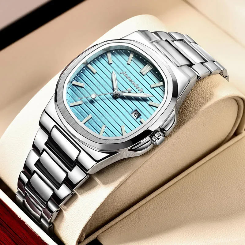 Deluxe Quartz Watch Stainless Steel Date Water-Resistant Luminous