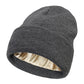 Winter Knit Beanies Womens Satin Lined Beanie Cap - Thick Chunky Plush Skull Hat for Winter