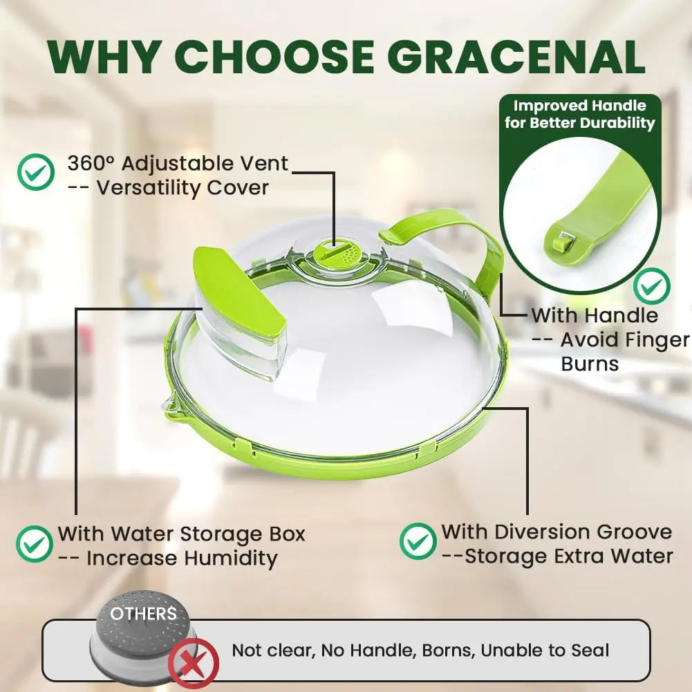 Cover Microwave 10 Inch Clear Splatter Cover With Steamer