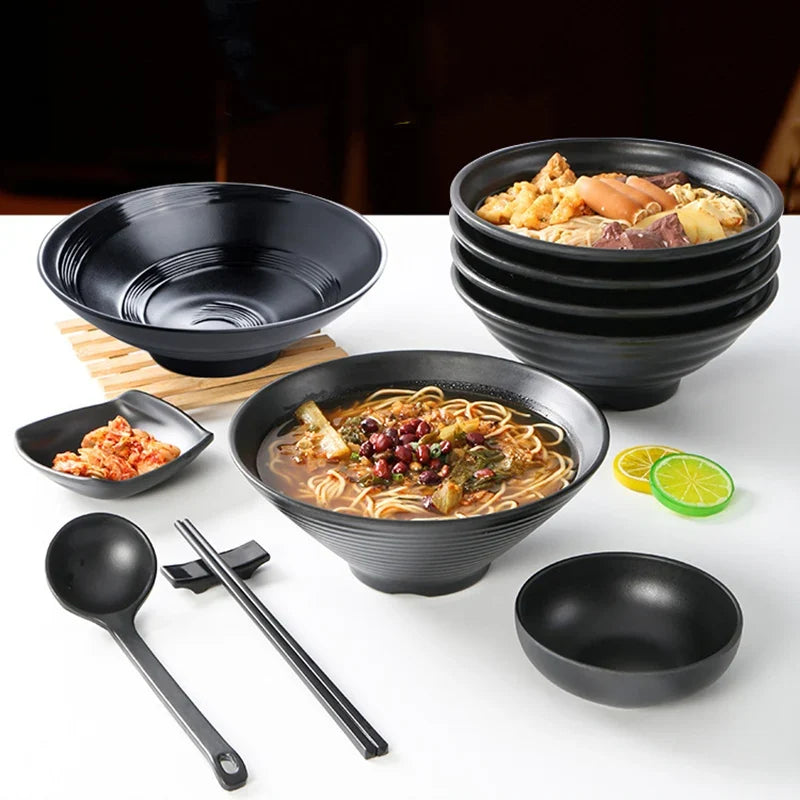 Bowl Ramen Black Plastic Japanese Style Noodle Bowl