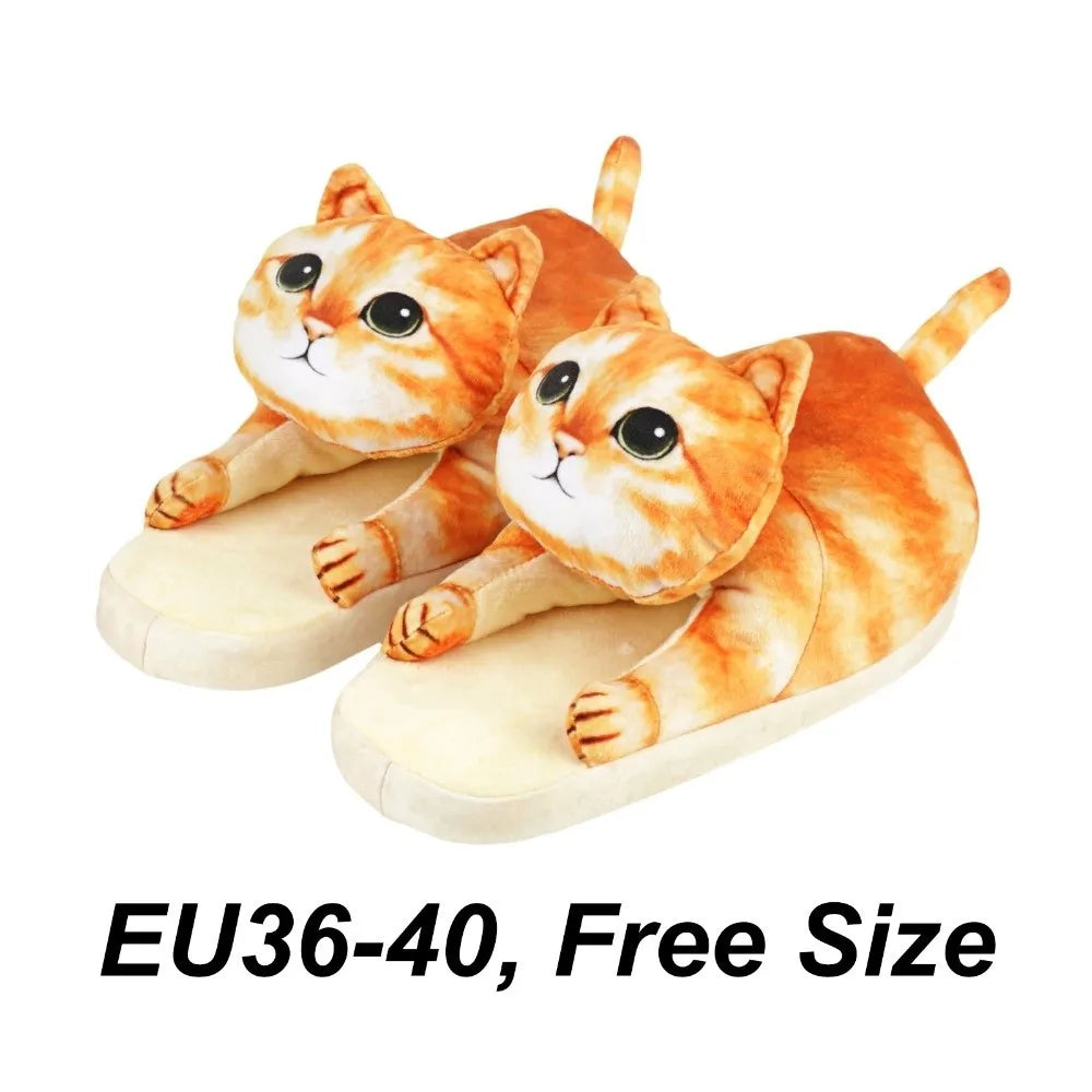 Plush cozy women's cat-face plush slippers - cat-face design, plush upper, EVA sole, indoor wear for winter