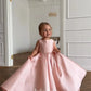 Plush timeless girls' flower girl dress - bow-back, floor-length organza, for wedding