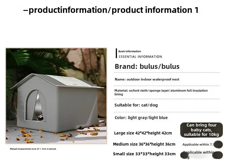 Pet House Water-Resistant Outdoor Shelter For Compact Dogs And Cats Foldable Winter 2026 Warm Cave Bed Washable
