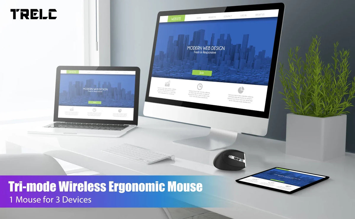 Bluetooth Vertical Comfort-Grip Mouse With OLED Screen