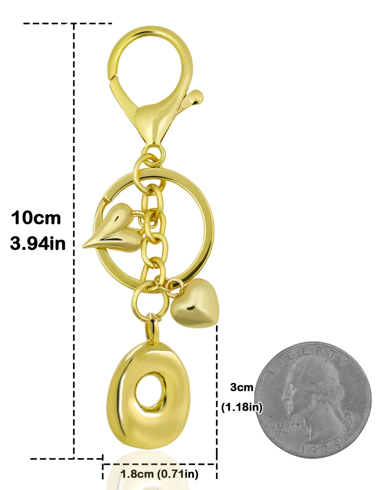 Keychain Personalized Gold Bubble Letter Bag Charm Gift