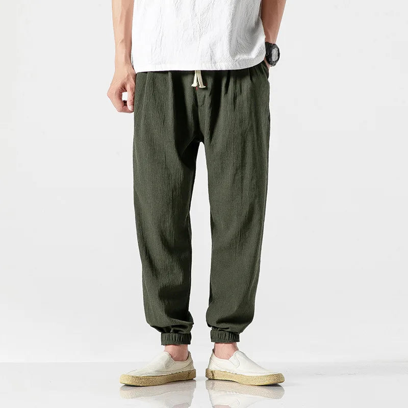 Pants Casual Men's Linen Harem Bloomers Cotton Leggings for Comfort