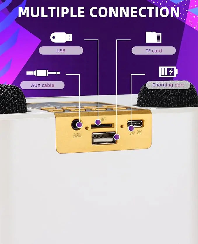 Karaoke Bluetooth Speaker Travel-Friendly 360 Stereo Water-Resistant System With 2 Microphones Fall 2025 Trend Great For Parties