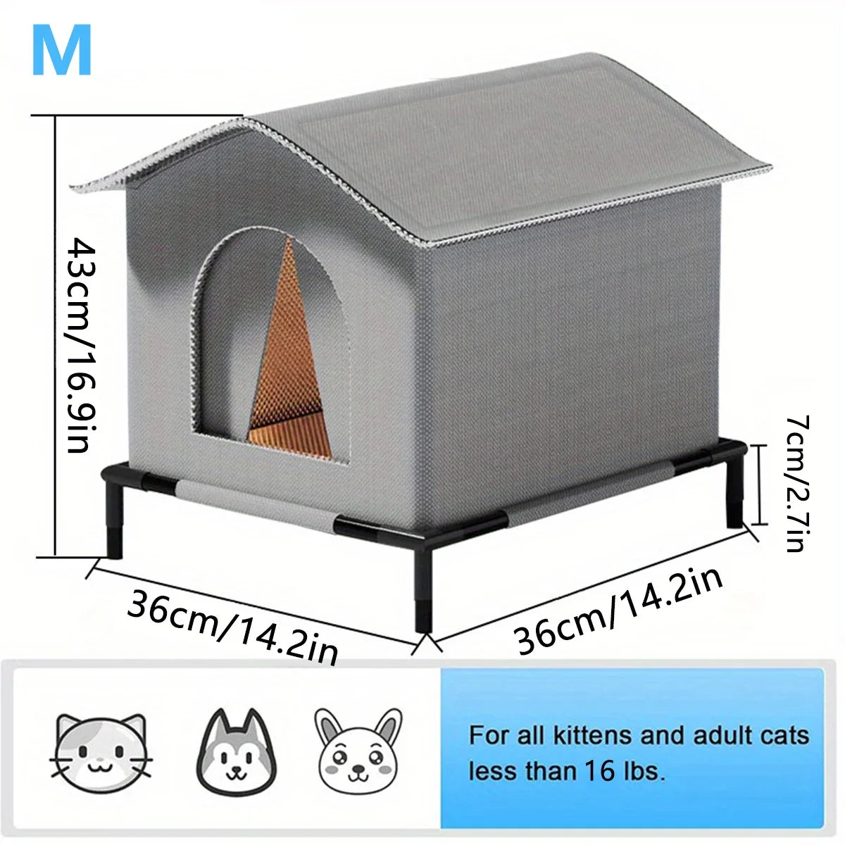Cat House Water-Resistant Winter Warm Shelter Foldable Outdoor Pet Cave Bed For Cats And Compact Dogs