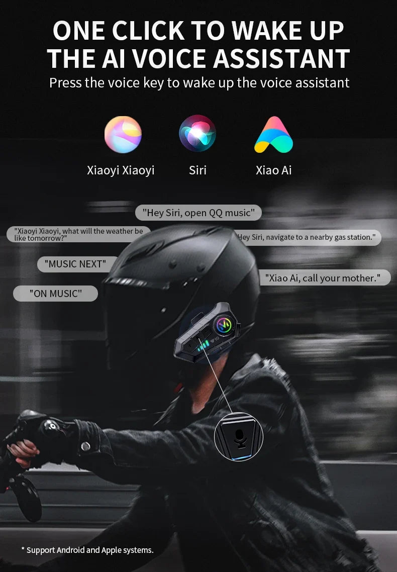 Water-Resistant Hands-Free Call Music Speaker Universal Fit 2026 – Bluetooth 5.3 Motorcycle Helmet Headset Y10
