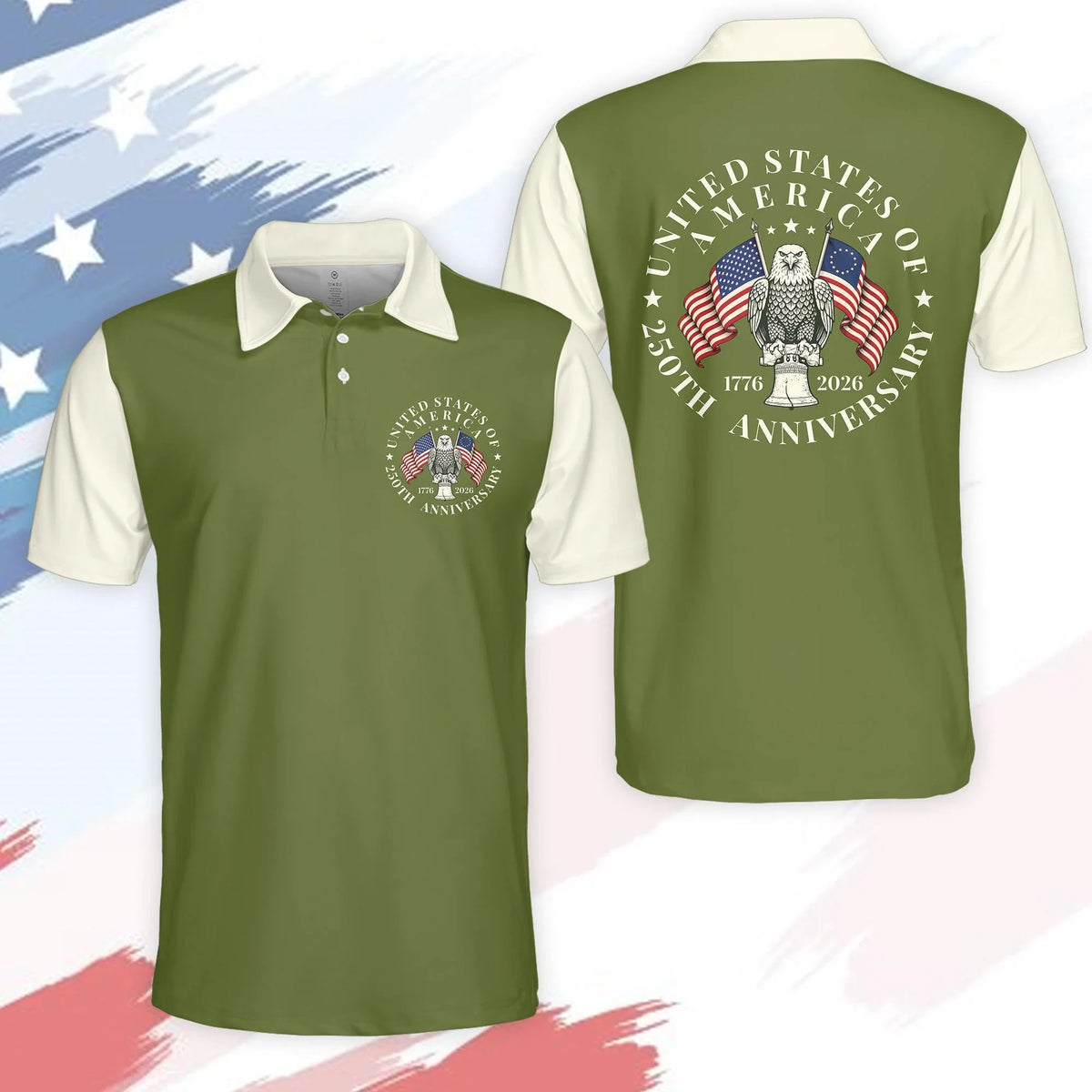 men's Breathable golf polo shirt - short sleeve, cotton blend, for patriotic events
