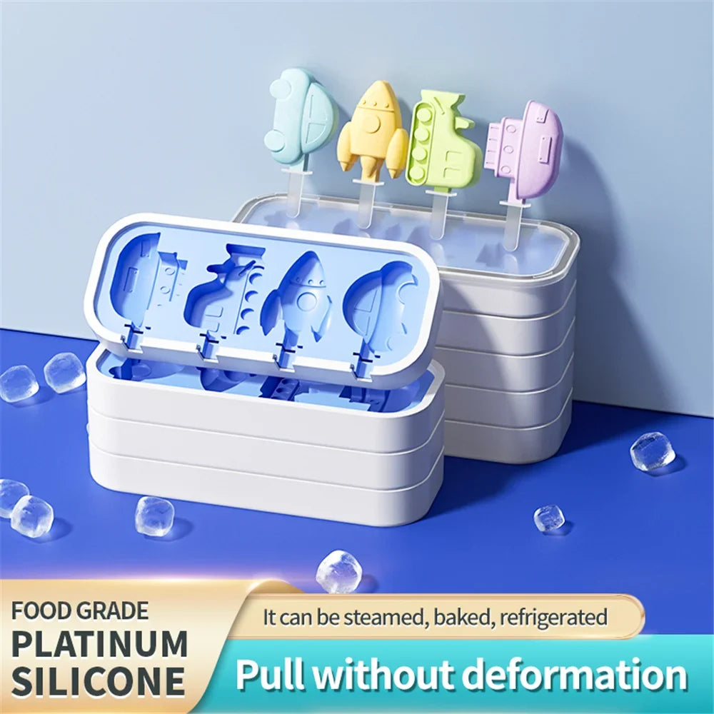 Reusable Silicone Ice Cream Mold and Ice Pop Maker - Food Grade, Non-Stick, Simple to Clean, Temperature Resistant
