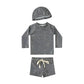Long-Sleeve Rash Guard Top, Shorts, Polyester, Summer Beachwear – Fast-dry Unisex Baby Swimwear 2-Piece Kit
