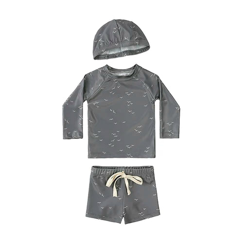 Long-Sleeve Rash Guard Top, Shorts, Polyester, Summer Beachwear – Fast-dry Unisex Baby Swimwear 2-Piece Kit