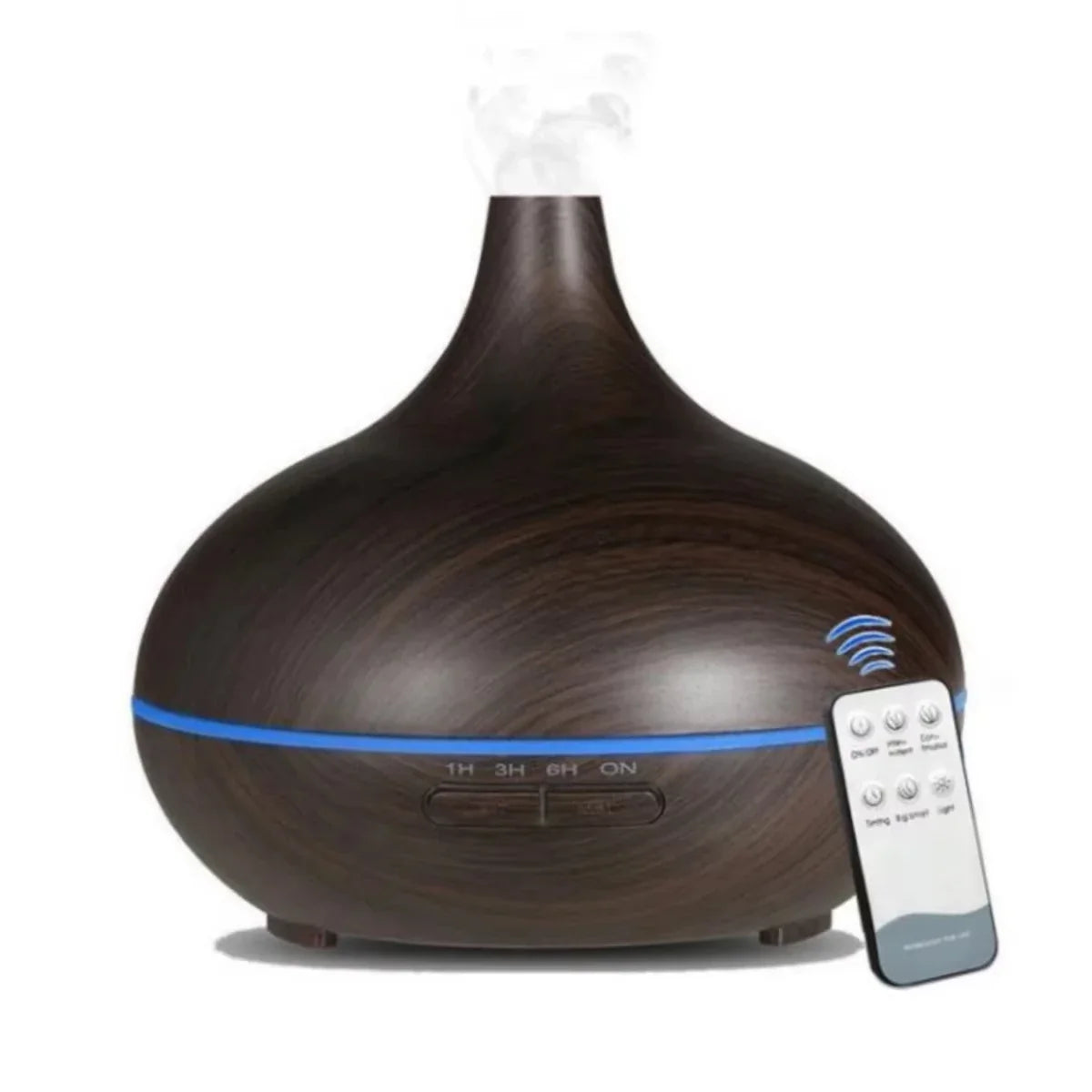 Air Humidifier Aromatherapy Essential Oil Diffuser 500ml Wood Grain Remote Control with 7 Color Lights for Household
