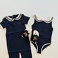 Plush Unisex Baby Swimwear Kit - Timeless Sailor-Style One-Piece, Top, Skirt, and Romper, Nylon, Summer Beach Days