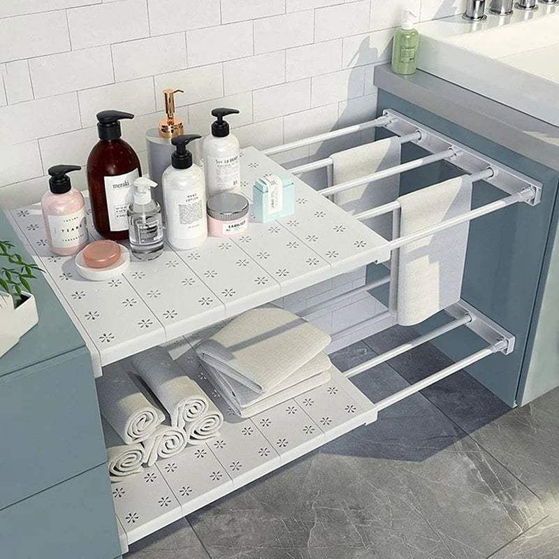 Wall-Mounted Flexible Shelves - Household Organizers for Closet, Bathroom & Kitchen Storage