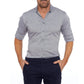 Casual Men's Oxford Zipper Shirt - Elastic Cotton Slim Fit for All Seasons