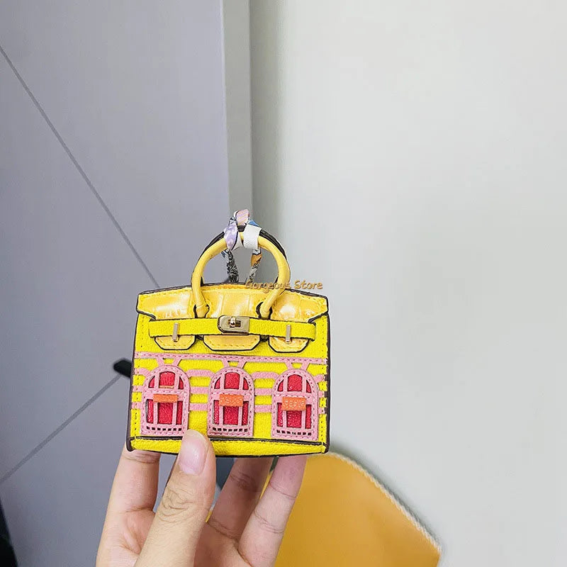 Inspired Birkin Mini Hand Bag - Platinum Bag Charm