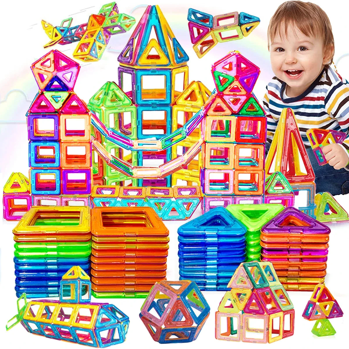 Creative Magnetic Building Blocks Kit - Large & Mini DIY Toys for Kids Aged 7-12, Fun Educational Construction Gift in Mixed Colors