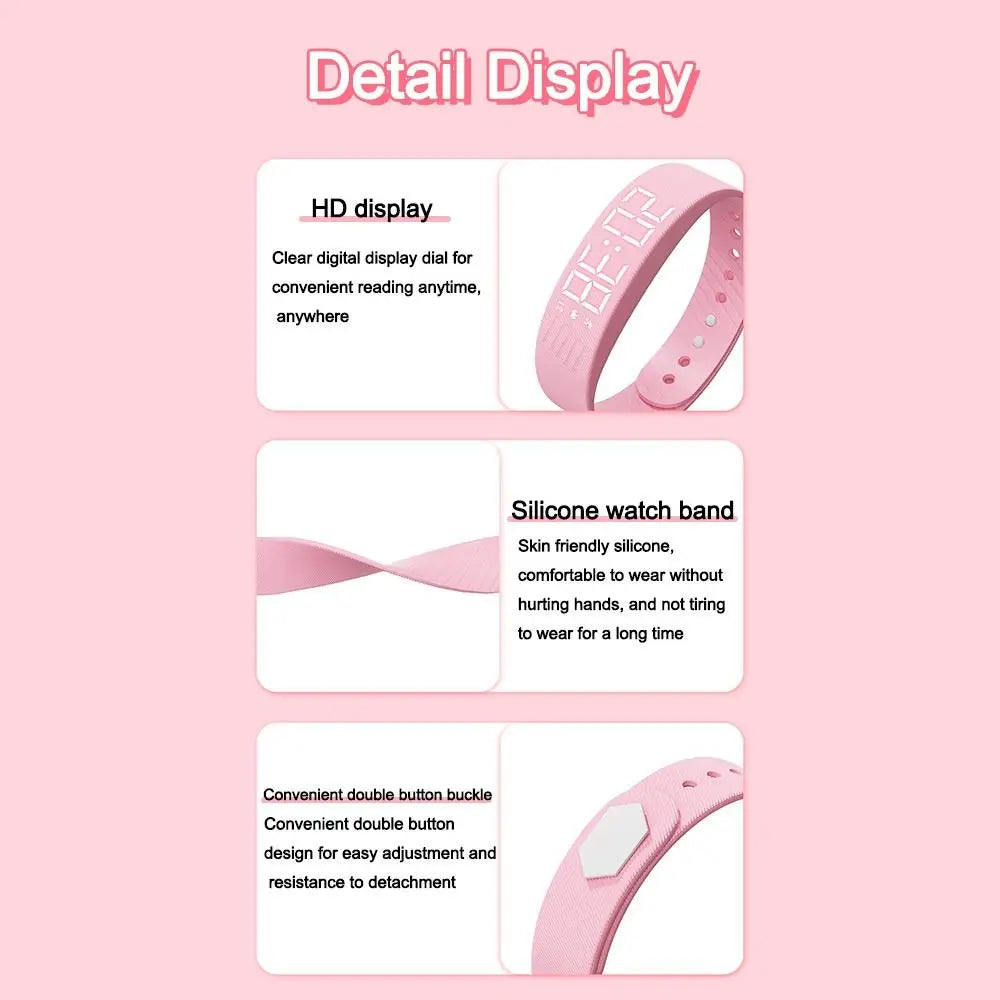 LED Digital Alarm Clock Bracelet Wristband Pedometer Water-Resistant Vibrating Alarm Summer 2026 Gift