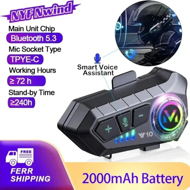 Water-Resistant Hands-Free Call Music Speaker Universal Fit 2026 – Bluetooth 5.3 Motorcycle Helmet Headset Y10