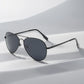 Timeless Big Pilot Sunglasses for Men - Deluxe Metal Black Aviation Shades UV400