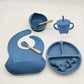 Baby Silicone Tableware Kit 8 Piece Suction Bowls Divided Plate Bib Spoon Fork Fall 2025 Self Feeding Aid