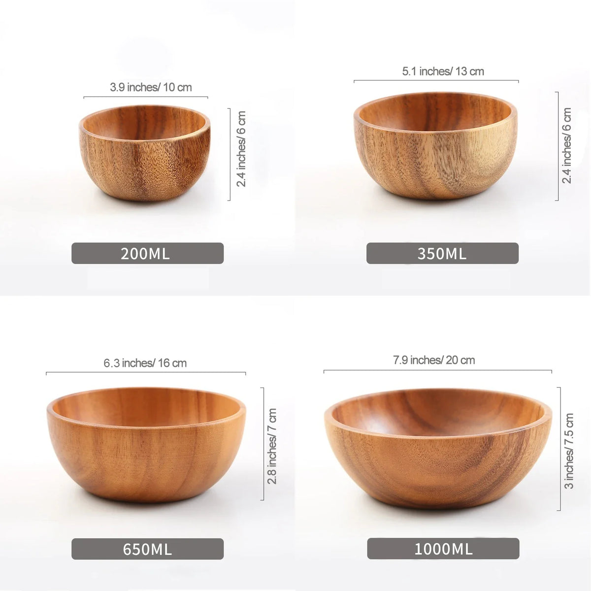 Wooden Acacia Bowl Japanese Style Salad Bowl Ramadan