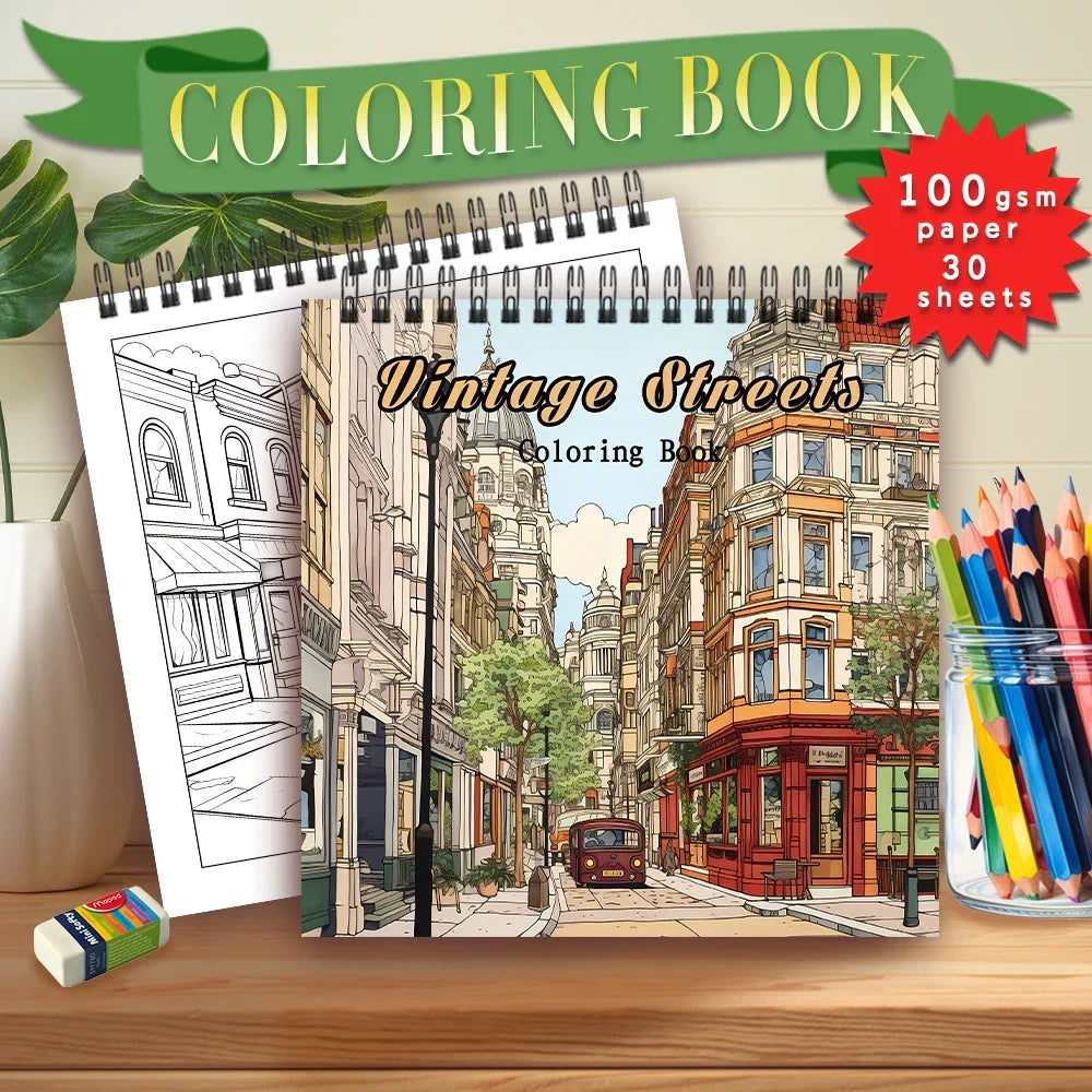 Adult2025 Edition Coloring Book Spiral Bound 30 Sheets 8.3 By 8.3 Inches Holiday Gift Idea For Relaxation
