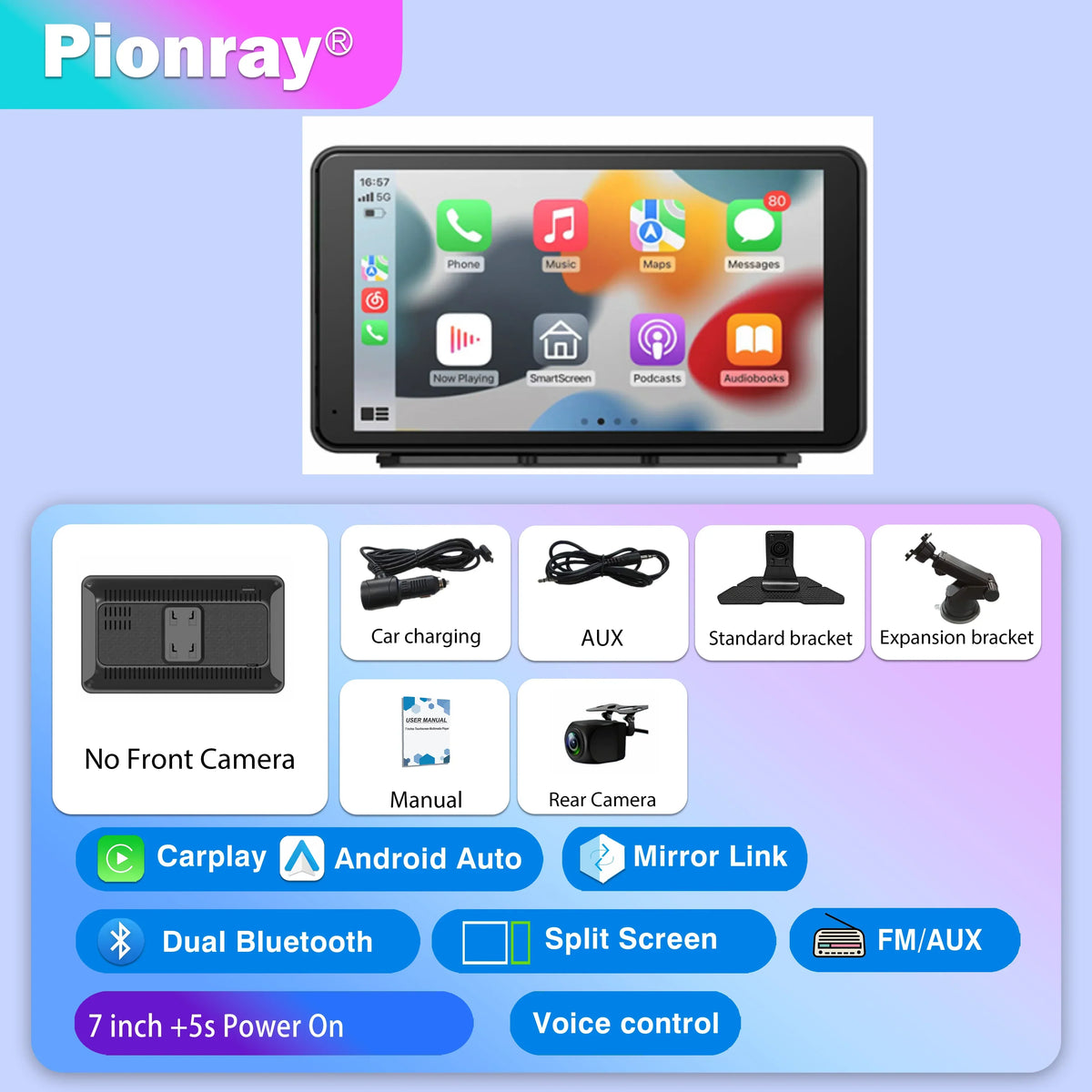CarPlay2025 Edition Screen Universal Cordless CarPlay And Android Auto Car Stereo Head Unit With Mirror Cast WiFi Fall