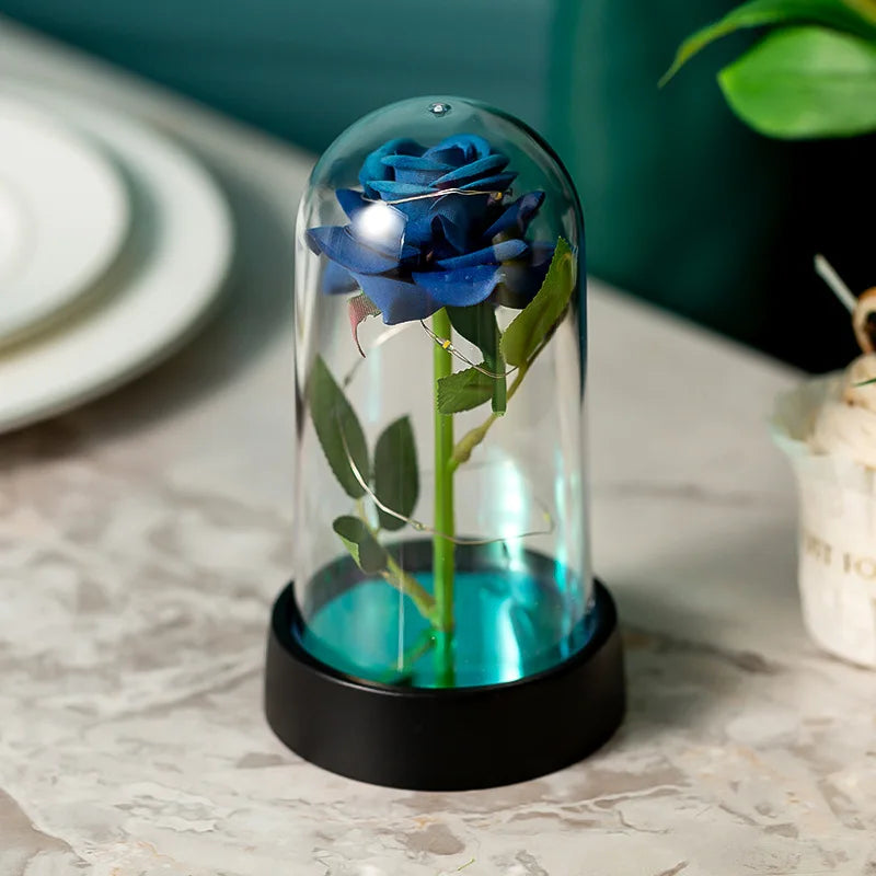 Rose LED Glass Cover Ornament - Romantic Valentine's Day Gift and Wedding Decor
